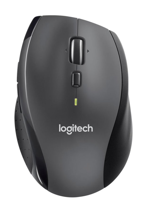Logitech M705/Ergonomická/Optická/Pro praváky/Bezdrátová USB/Stříbrná