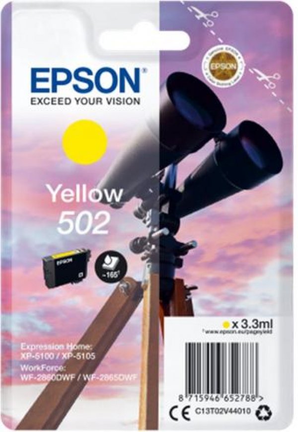 Náplň Epson 502, C13T02V44010 žlutá blistr