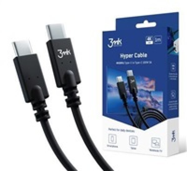 3mk datový kabel Hyper USB-C -> USB-C (PD), 100W 5A, 4K 60H, 1 m, černá?v=1746561603