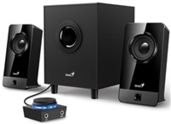 GENIUS repro SW-2.1 300X 10W, 3,5mm jack, dřevěné, černé