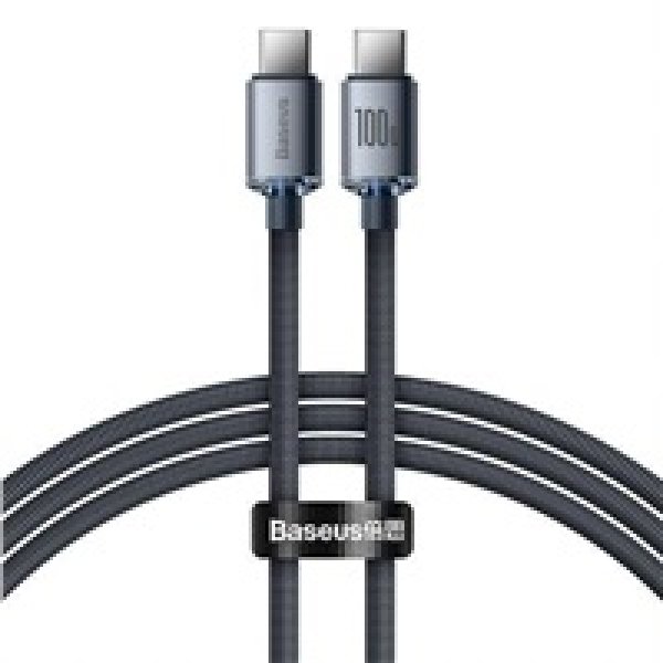 Baseus CAJY000601 Crystal Shine Series Datový Kabel USB-C - USB-C 100W 1,2m Black