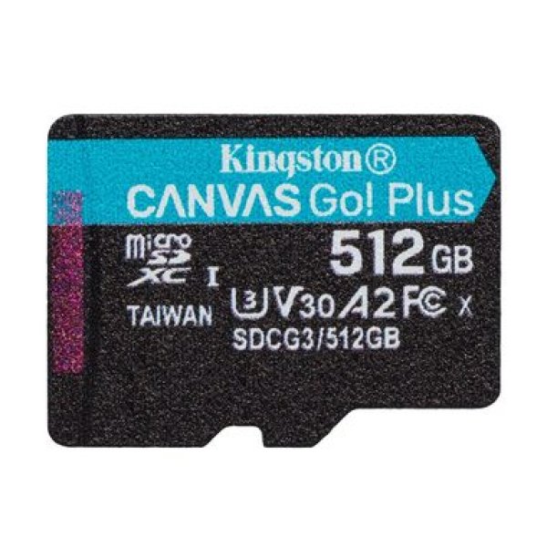 Kingston paměťová karta 512GB microSDXC Canvas Go Plus Gen4 A2 U3 V30 Card + ADP