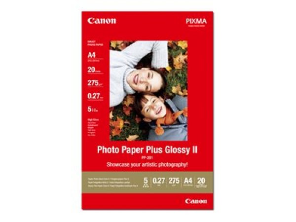 Canon Photo Paper Plus Glossy II PP-201 - Lesklý - A4 (210 x 297 mm) - 275 g/m2 - 20 listy fotografický papír - pro PIXMA iP100, iP2600, iP2700, iX7000, MG2555, MG8250, MX850, PRO-1, PRO-10, 100, TS7450