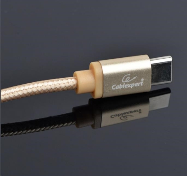 GEMBIRD Kabel USB na USB-C kabel (AM/CM), 1,8m, opletený, zlatý, blister