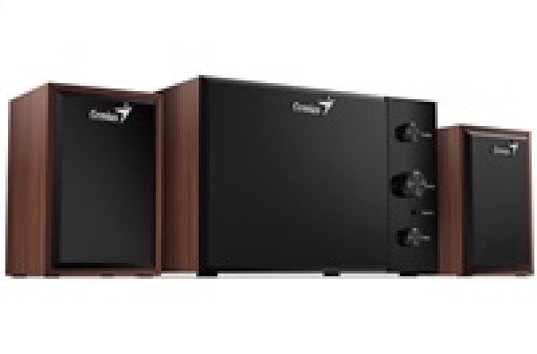 GENIUS repro SW-2.1 350 15W, 3,5mm jack, dřevěné, hnědo-černé