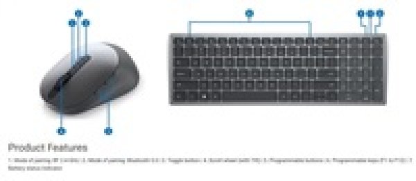 Dell Multi-Device Wireless Combo KM7120W CZ/SK - Titan Gray - SET bezdrátové klávesnice a myši