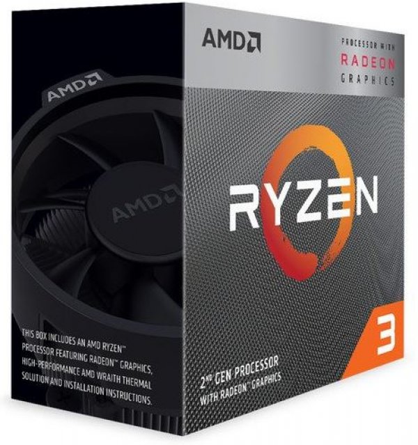 AMD cpu Ryzen 3 3200G AM4 Box s grafikou Radeon Vega 8 (s chladičem, 3.6GHz / 4.0GHz, 4MB cache, 65W, 4 jádro, 4 vlákno, 8 GPU), integrovaná grafika, Picasso Zen+ 12nm APU