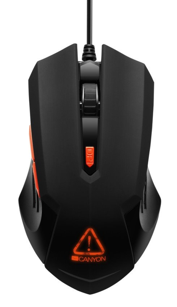 CANYON Herní myš STAR RIDER, 6 programovatelných tlačítek, senzor Pixart, až 3200 DPI, černá