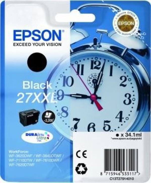 Náplň EPSON C13T27914010, 27 XXL černá (34,1 ml)