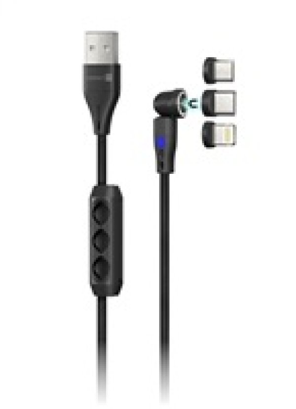 CONNECT IT Magnetický kabel PowerLink 3v1, USB-C / Lightning / MicroUSB, 2m, černá?v=1746079203