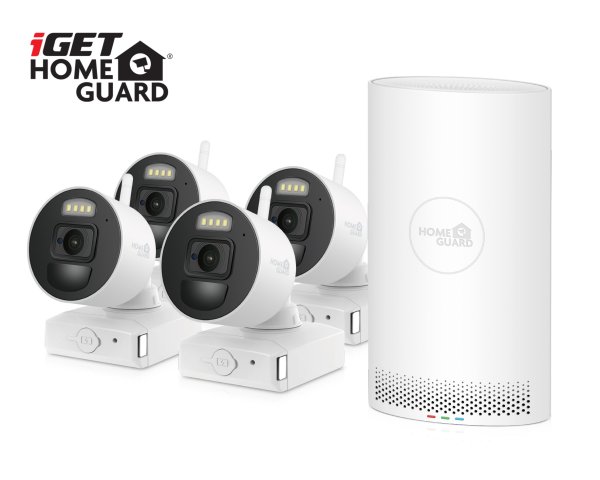 iGET HOMEGUARD HGNVK88004P - Kamerový systém s FullHD bateriovými kamerami, set 4 kamery + NVR rekordér