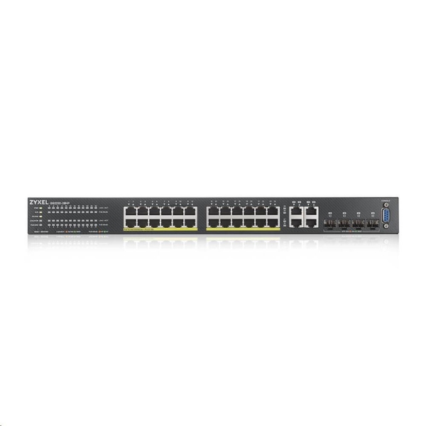 Zyxel GS2220-28HP 28-port L2 Managed Gigabit PoE Switch, 24x gigabit RJ45, 4x gigabit RJ45/SFP, PoE 375 W