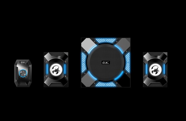 GENIUS repro SW-G2.1 1200 herní, 2.1, 36W, modré podsvícení, černé gaming
