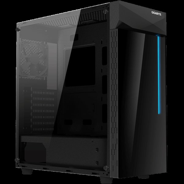 GIGABYTE skříň case GB-C200G, RGB Lighting, bez zdroje, transparentní bok, Mid tower