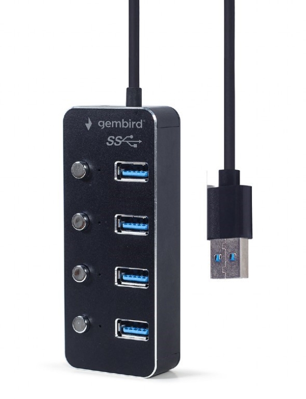 GEMBIRD hub, 4-port USB 3.1 (Gen 1) hub s vypínači