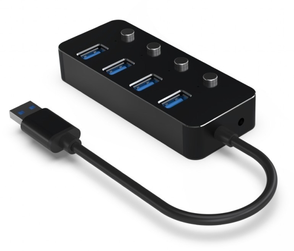 GEMBIRD hub, 4-port USB 3.1 (Gen 1) hub s vypínači