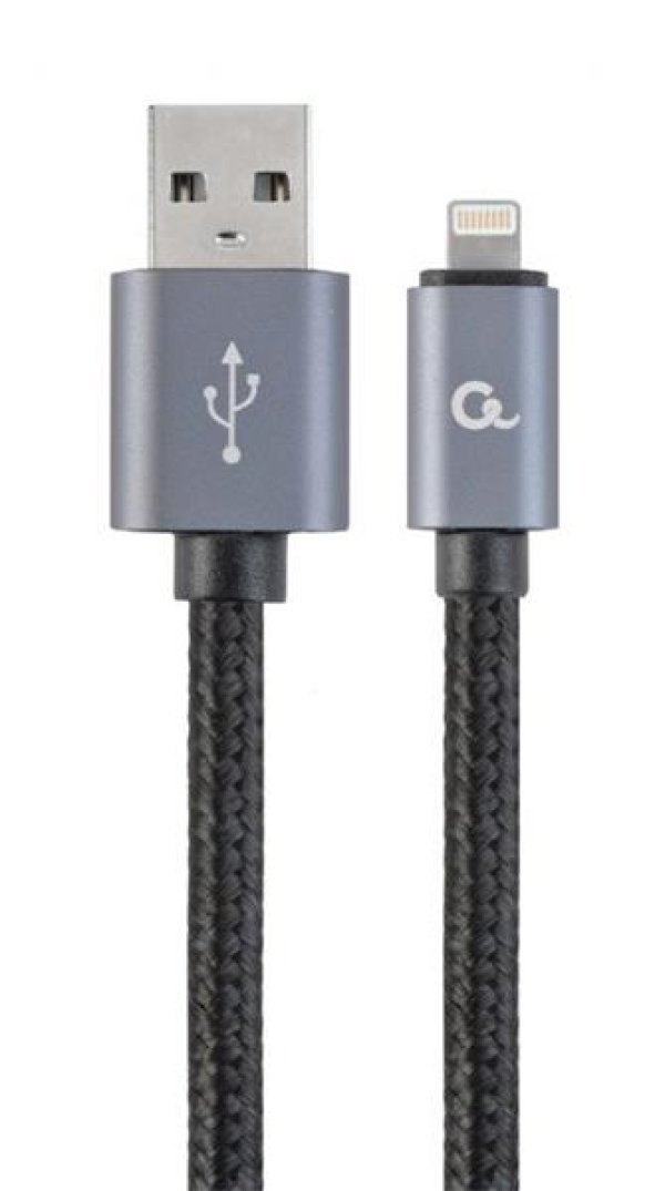 GEMBIRD Kabel USB 2.0 Lightning (IP5 a vyšší) nabíjecí a synchronizační kabel, opletený, 1,8m, černý, blister