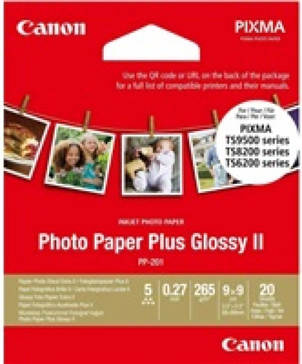 Canon Photo Paper Plus II, foto papír, lesklý, čtvercový typ bílý, PIXMA TS9500, TS8200 a TS6200, 8.89x8.89cm, 3.5x3.5", 265 g/m2,