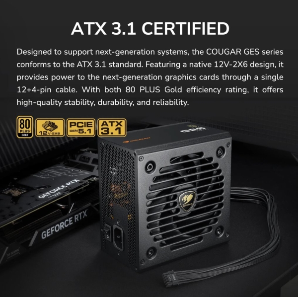 COUGAR PC zdroj GES 850W 80+ Gold