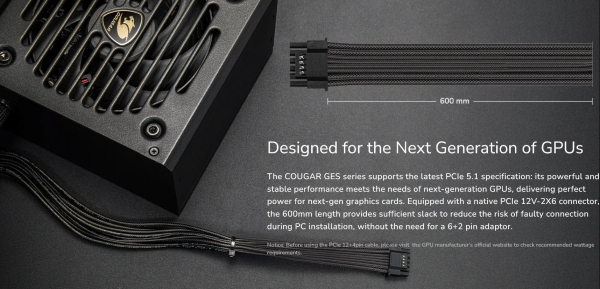 COUGAR PC zdroj GES 850W 80+ Gold