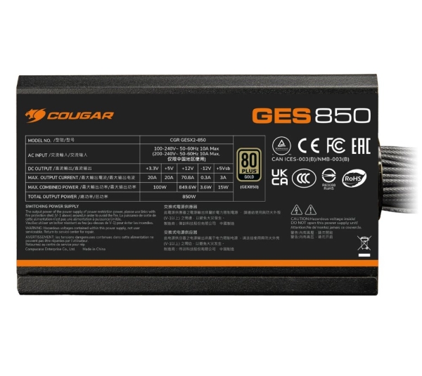 COUGAR PC zdroj GES 850W 80+ Gold