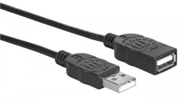 MANHATTAN Kabel USB 2.0 prodlužovací  A Male / A Female 1,8m černý