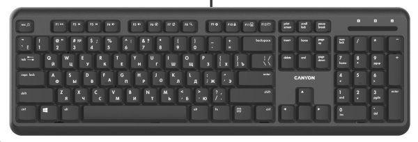 CANYON drátová klávesnice HKB-20, 105 kláves,tichá a tenká,velvet serie,RU layout/Cyrilice, černá