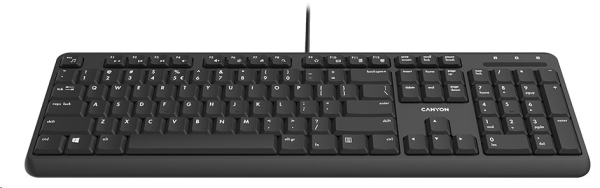 CANYON drátová klávesnice HKB-20, 105 kláves,tichá a tenká,velvet serie,RU layout/Cyrilice, černá