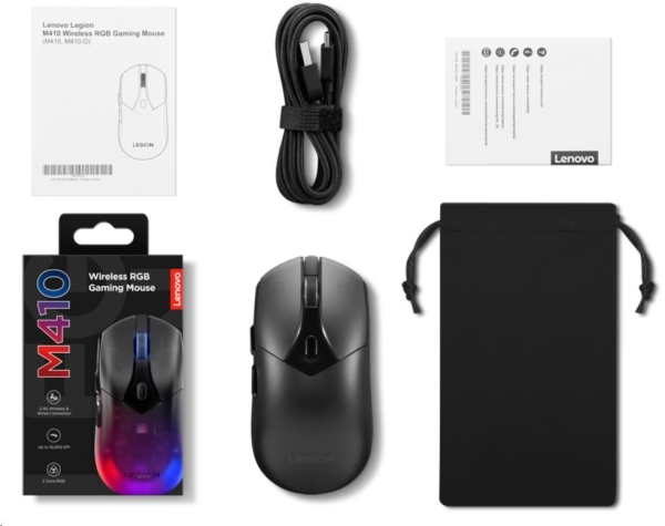 Lenovo Legion M410 RGB/Herní/Optická/Pro praváky/6 400 DPI/Drátová+bezdrátová/Černá