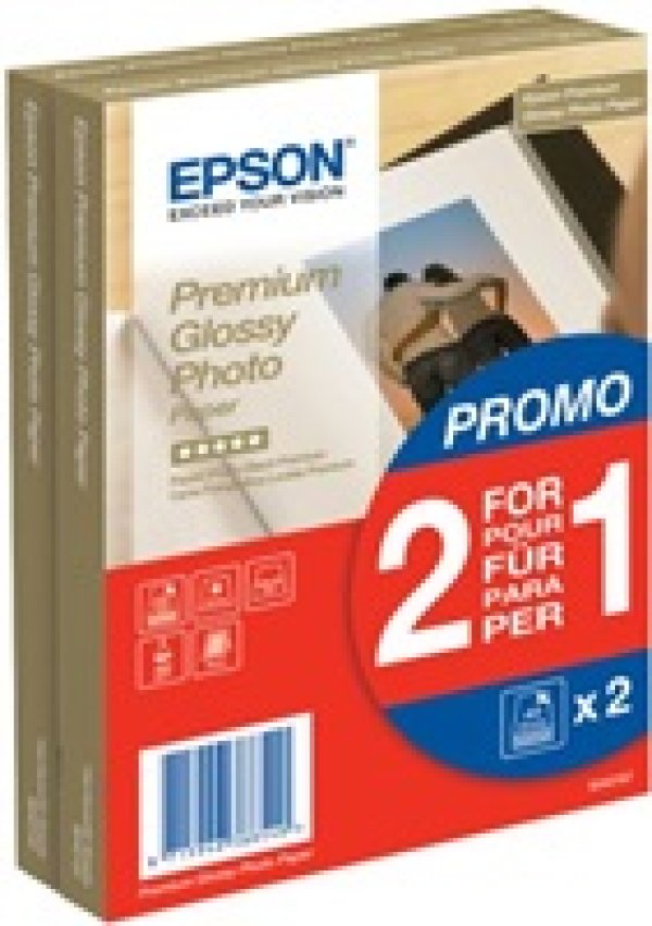 Epson Premium Glossy Photo Paper, foto papír, promo 1+1 zdarma typ lesklý, bílý, 10x15cm, 4x6", 255 g/m2, 2x40 ks, C13S042167, ink