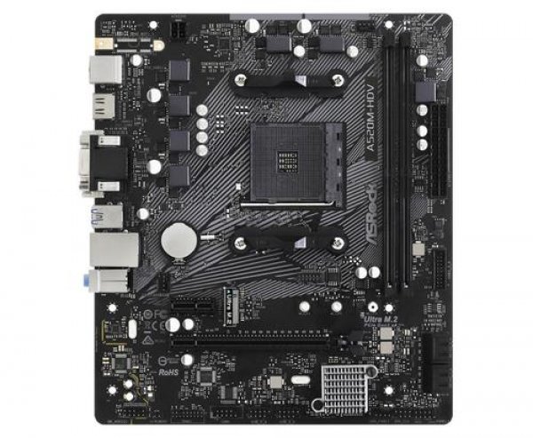 ASROCK MB A520M-HDV (AM4, amd A520, mATX, 2xDDR4 4733+, VGA+DVI+HDMI )