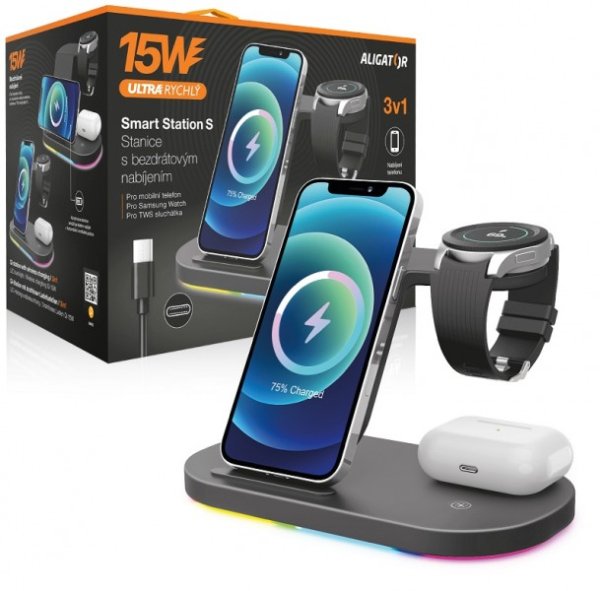 Aligator Stanice Smart Station S s bezdrátovým nabíjením 3v1, 15W?v=1750075202