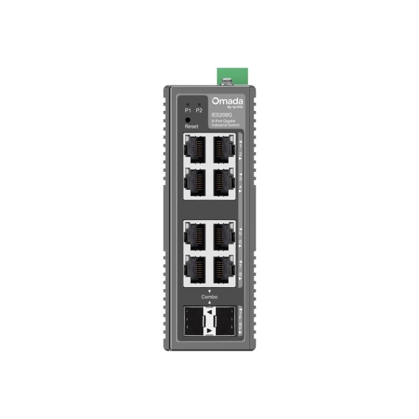 TP-Link OMADA průmyslový switch IES208G (6xGbE,2xGbE/SFPcombo,DIN,IP40,fanless)
