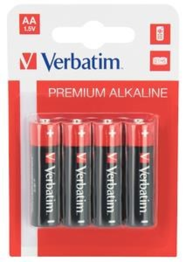 VERBATIM Alkalické baterie AA,  4 PACK , LR6