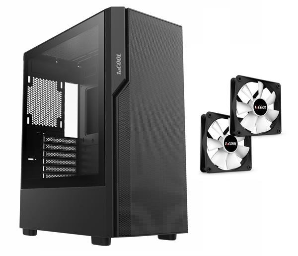 1stCOOL skříň GAMER 5, Mid tower, AU, USB 3.0, USB-C, bez zdroje, černá