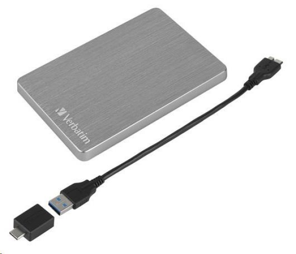 VERBATIM HDD 2.5" 2TB Store 'n' Go ALU Slim Portable Hard Drive USB 3.2, Silver
