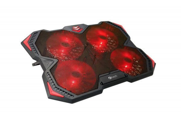 Chladící podložka C-TECH Zefyros (GCP-01R), casual gaming, 17,3'', červené podsvícení, regulace otáče