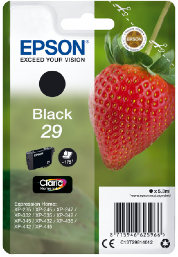 Náplň EPSON C13T29814012, T29 černá (5,3 ml)
