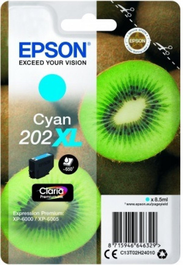Náplň EPSON C13T02H24010, 202XL azurová (8,5 ml)
