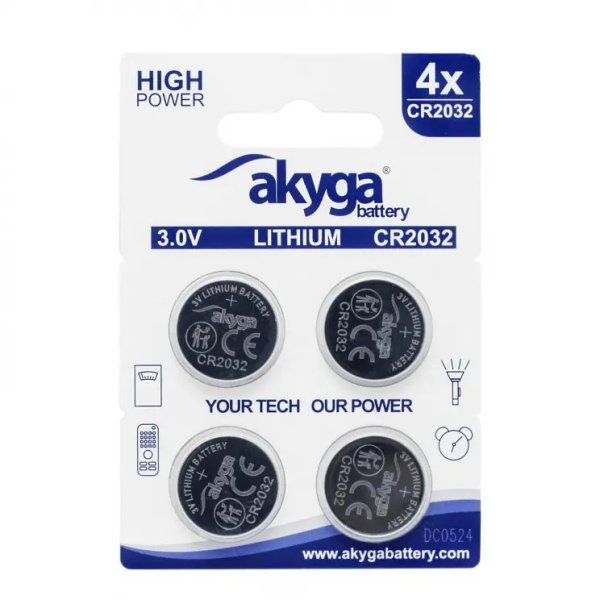 Akyga lithiová baterie CR2032 Li-MnO2, 3V/210mAh, blister 4x?v=1765492803