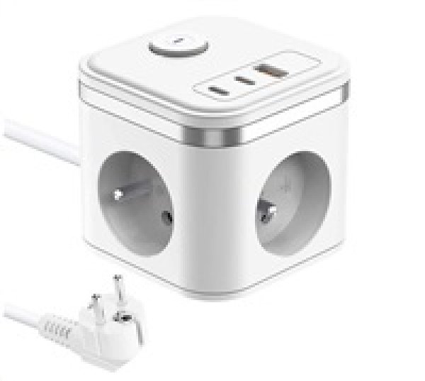 Viking síťový adaptér YC33, 3x 230 V, 1x USB-A, 2x USB-C, tlačítko ON/OFF, délka 1,4 m, bílá?v=1747219368