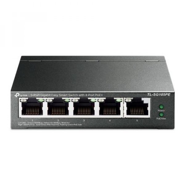 TP-Link Easy Smart switch TL-SG105PE (5xGbE, 4xPoE+, 65W, fanless)