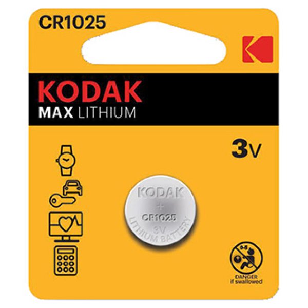 Baterie jednorázová lithiová, knoflíková, CR1025, 3V, Kodak, blistr, 2-pack, KOD-1025BL2, knoflíková?v=1755898805