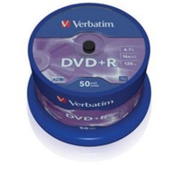 VERBATIM DVD+R(50-Pack),Spindl/MattSlvr/16x/4.7GB