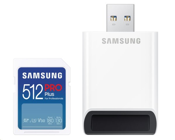 Samsung/SDXC/512GB/180MBps/USB 3.0/USB-A/Class 10/+ Adaptér/Modrá