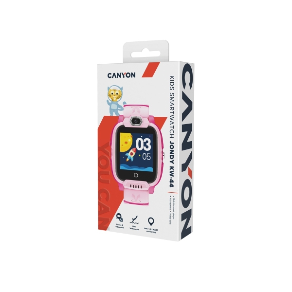 CANYON smart hodinky Jondy KW-44 PINK, 1.44", 4G, GPS tracking, SOS tl., 512MB, 700mAh, IP67