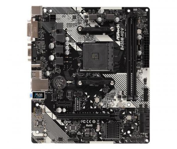 ASROCK MB B450M-HDV R4.0 (AM4, amd B450, 2xDDR4 3200, 4xSATA3, 7.1, USB3.1, VGA+DVI +HDMI, mATX)