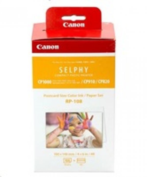 Canon RP-108 papír + ink, foto papír, lesklý, termo typ bílý, SELPHY CP820, CP910, CP1000, CP1200, CP1300, 10x15cm, 4x6", 108 ks