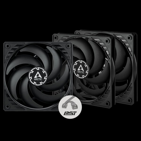 ARCTIC ventilátor P12 Slim PWM PST 3-Pack, 120mm, 4pin, PWM, černá