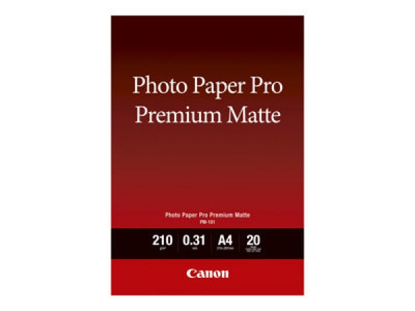 Canon Pro Premium PM-101 - Hladký matný - 310 micron - A4 (210 x 297 mm) - 210 g/m2 - 20 listy fotografický papír - pro PIXMA PRO-1, PRO-10, PRO-100
